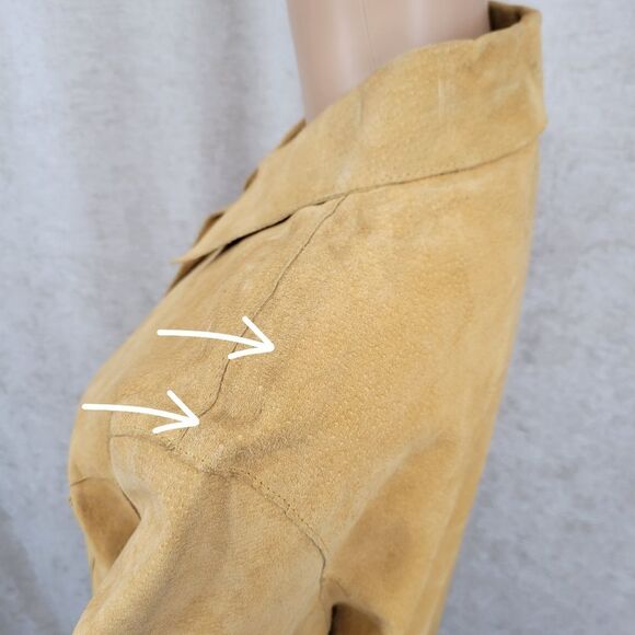 Marsh Landing Tan Leather Button Down Shirt Jacket Schaket - Picture 12 of 14